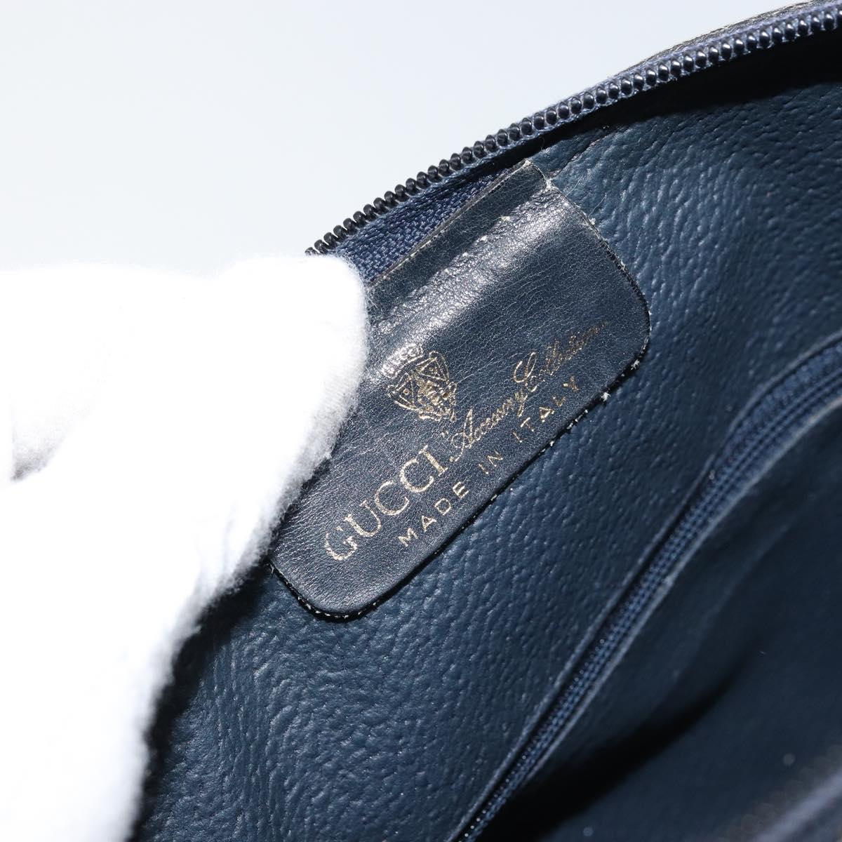 GUCCI GG Supreme Sherry Line Hand Bag PVC Navy Gold Auth ep13353