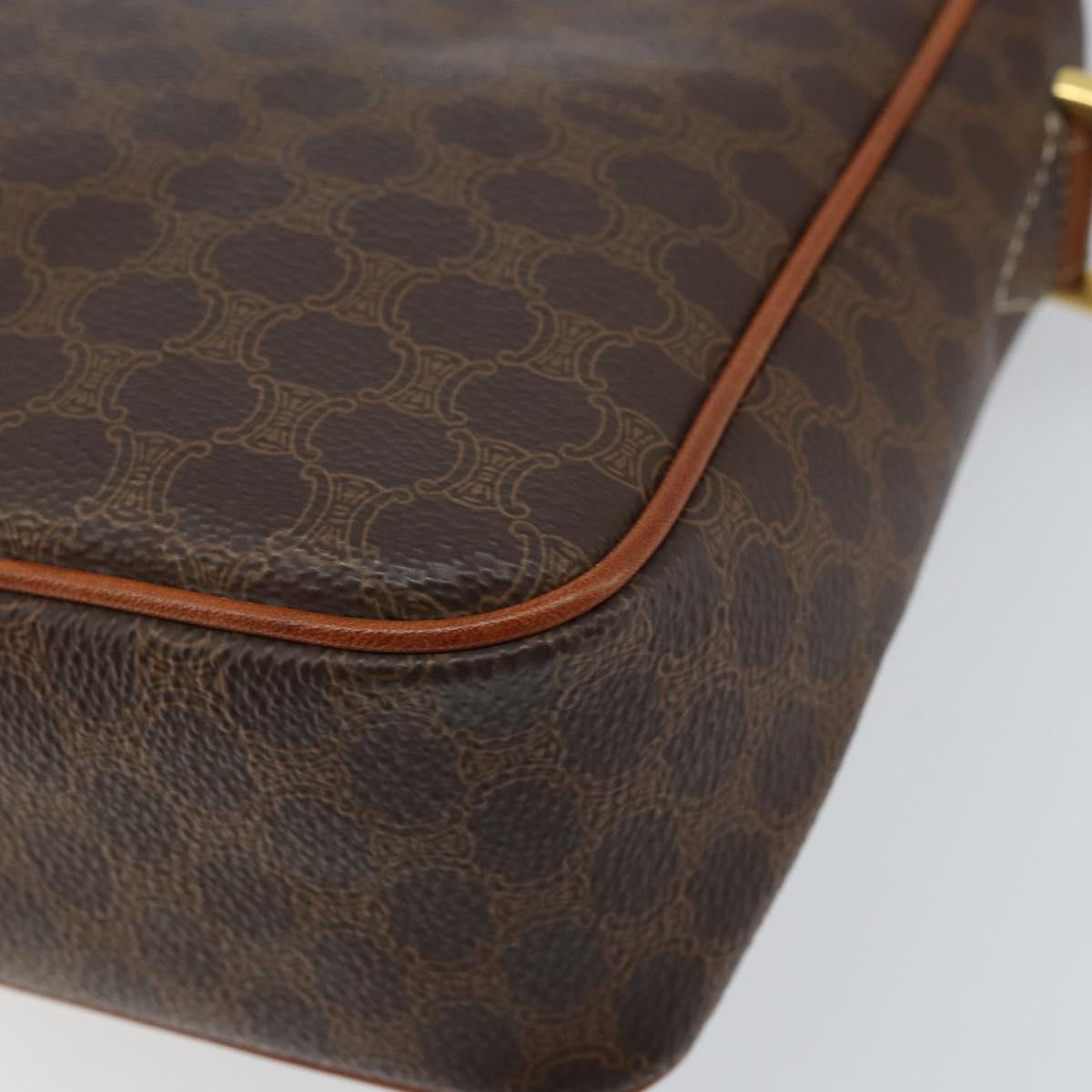 CELINE Macadam Canvas Circle Shoulder Bag PVC Leather Brown Gold Auth ep13354