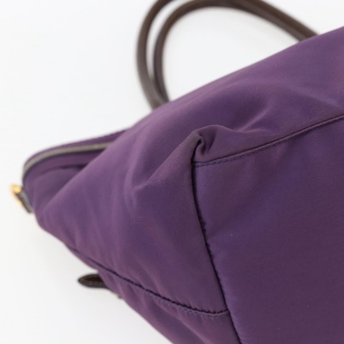 PRADA Hand Bag Nylon Purple Gold Auth ep13355