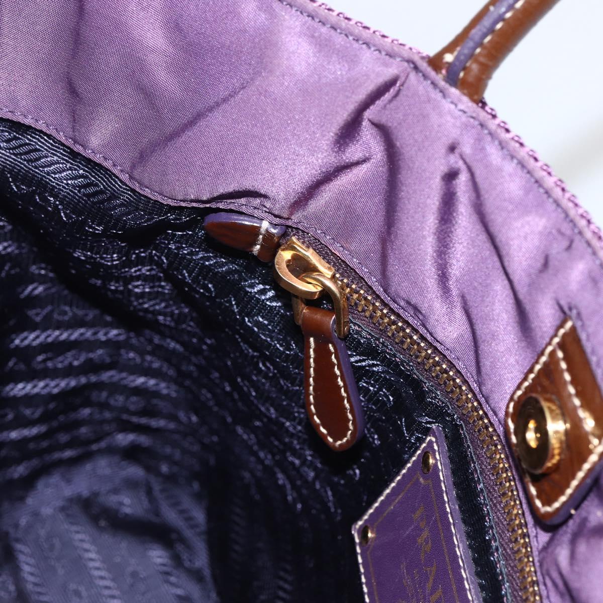 PRADA Hand Bag Nylon Purple Gold Auth ep13355