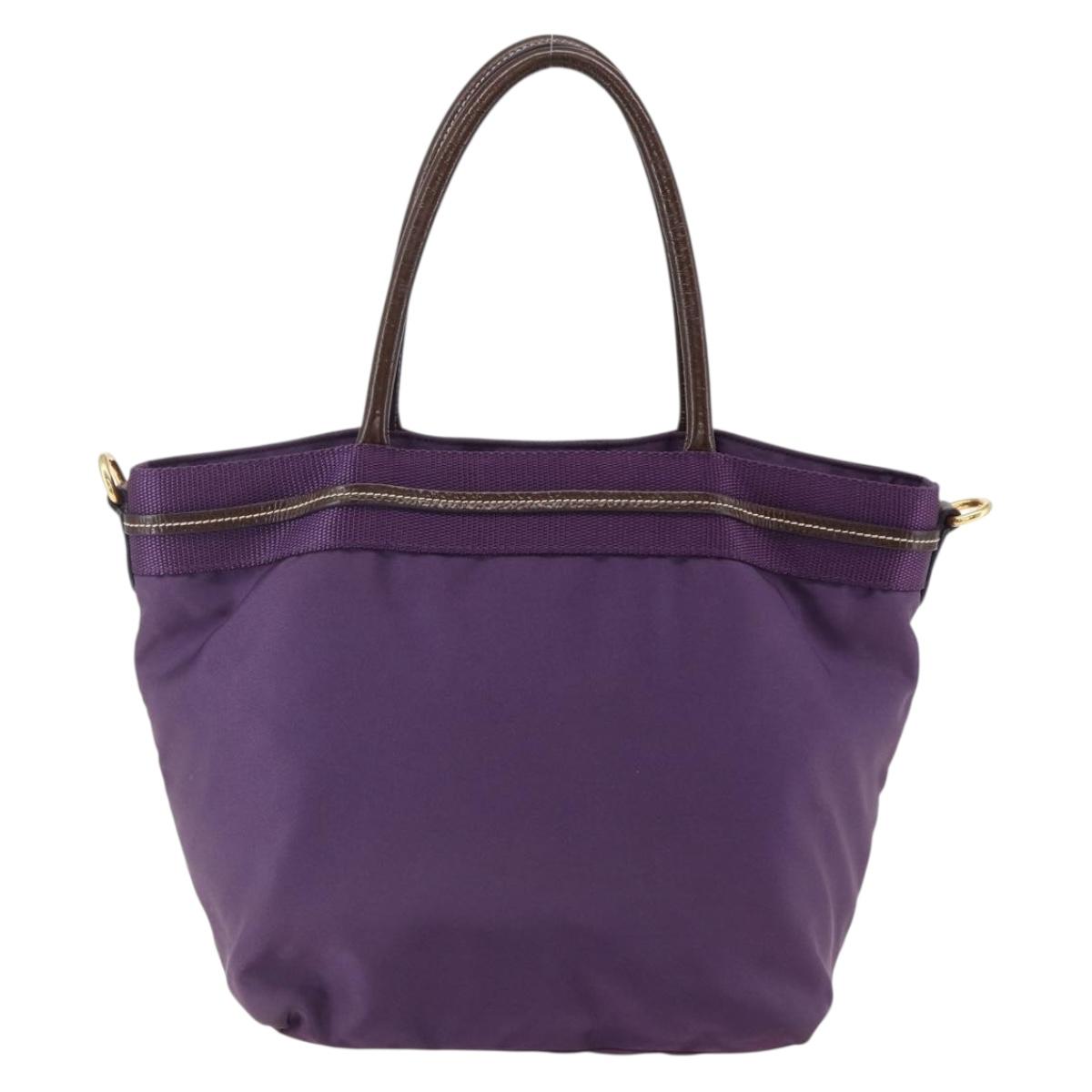 PRADA Hand Bag Nylon Purple Gold Auth ep13355