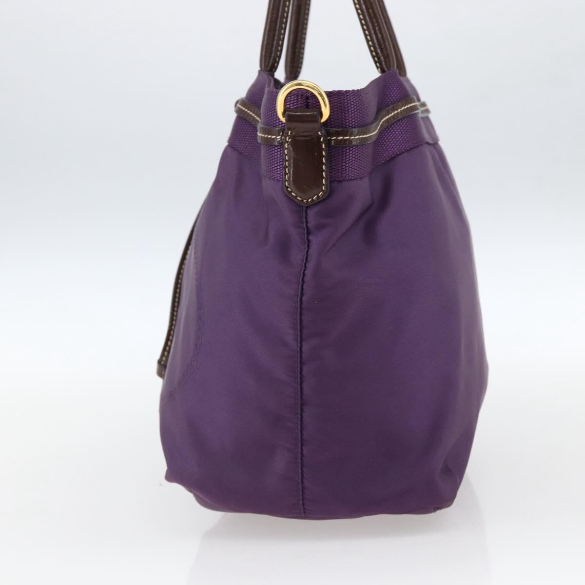 PRADA Hand Bag Nylon Purple Gold Auth ep13355