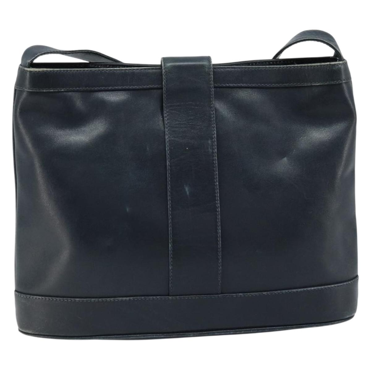 GUCCI Shoulder Bag Leather Black Gold 23 01 1633 Auth ep13358