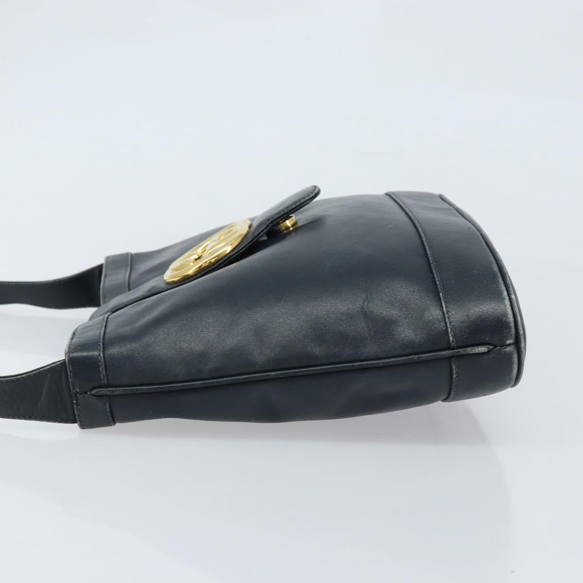 GUCCI Shoulder Bag Leather Black Gold 23 01 1633 Auth ep13358