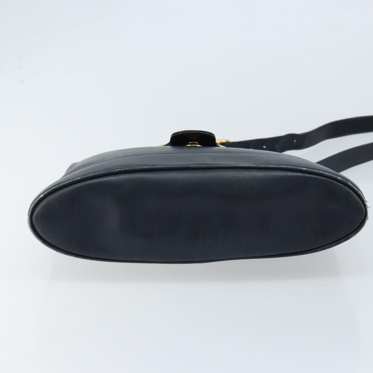 GUCCI Shoulder Bag Leather Black Gold 23 01 1633 Auth ep13358