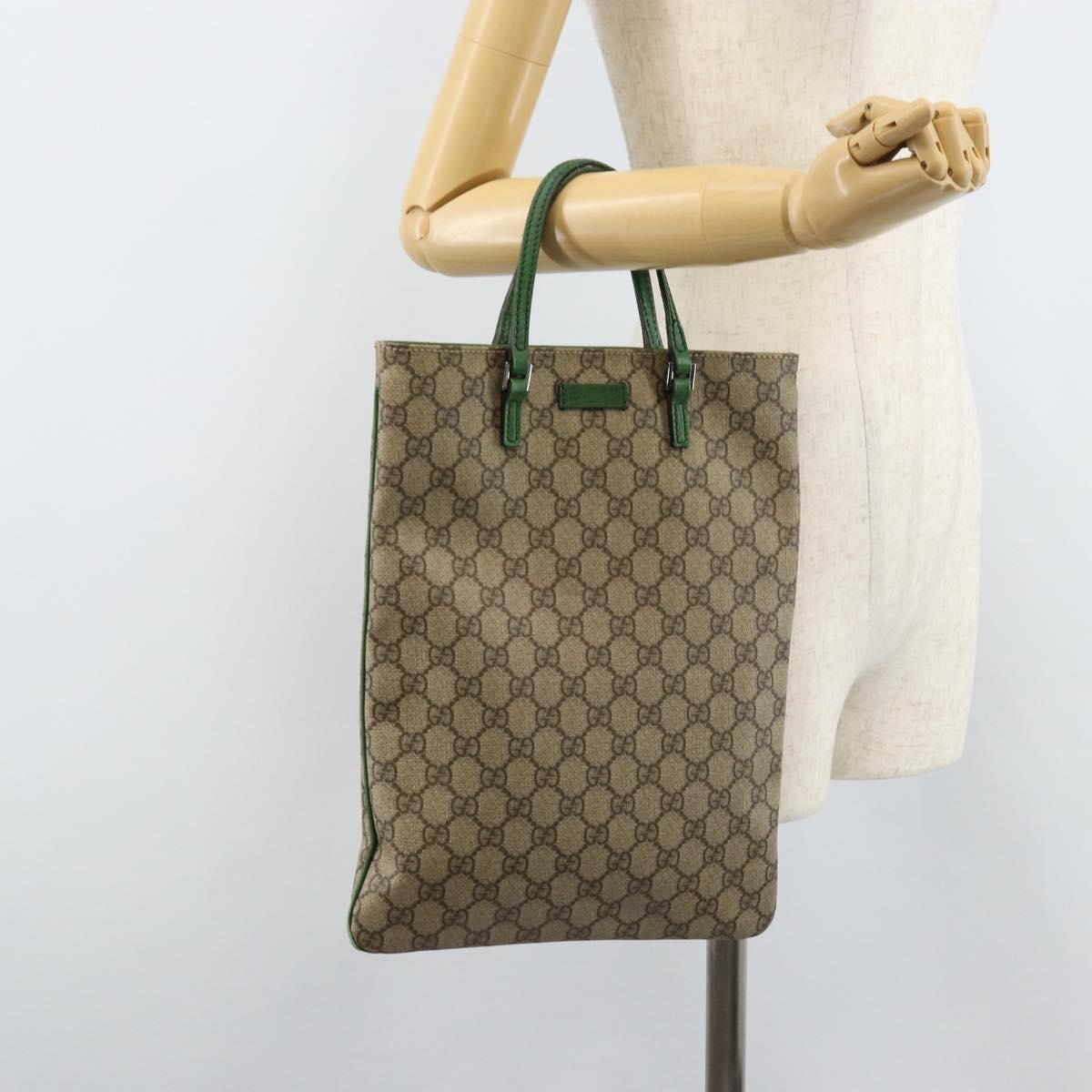 GUCCI GG Supreme Hand Bag PVC Beige Silver 117551 Auth ep13364