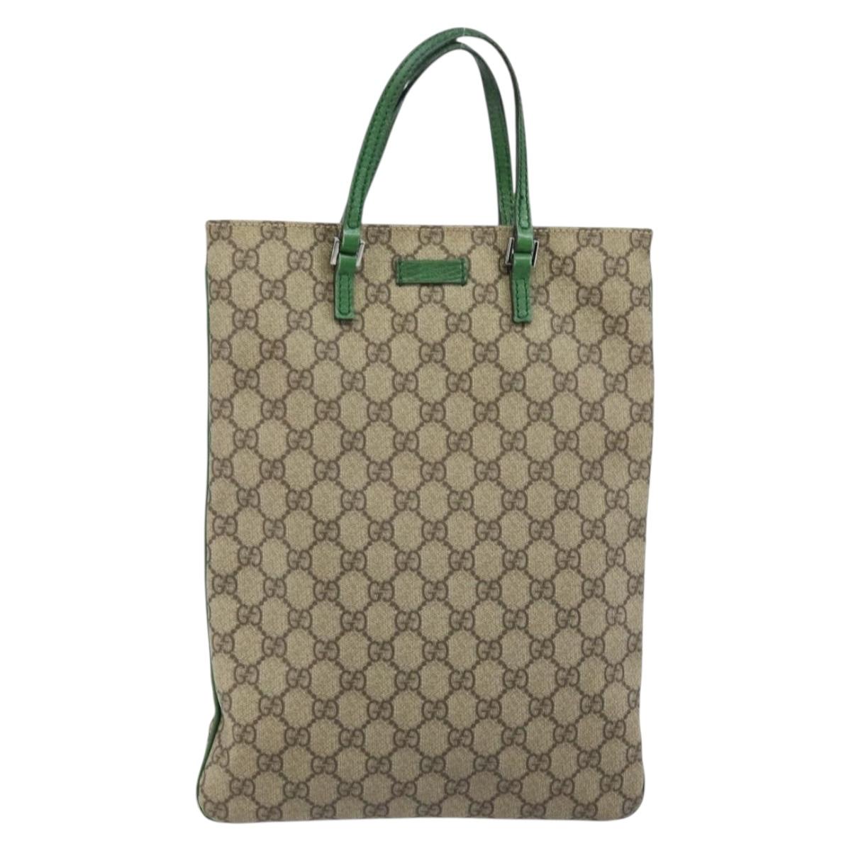 GUCCI GG Supreme Hand Bag PVC Beige Silver 117551 Auth ep13364