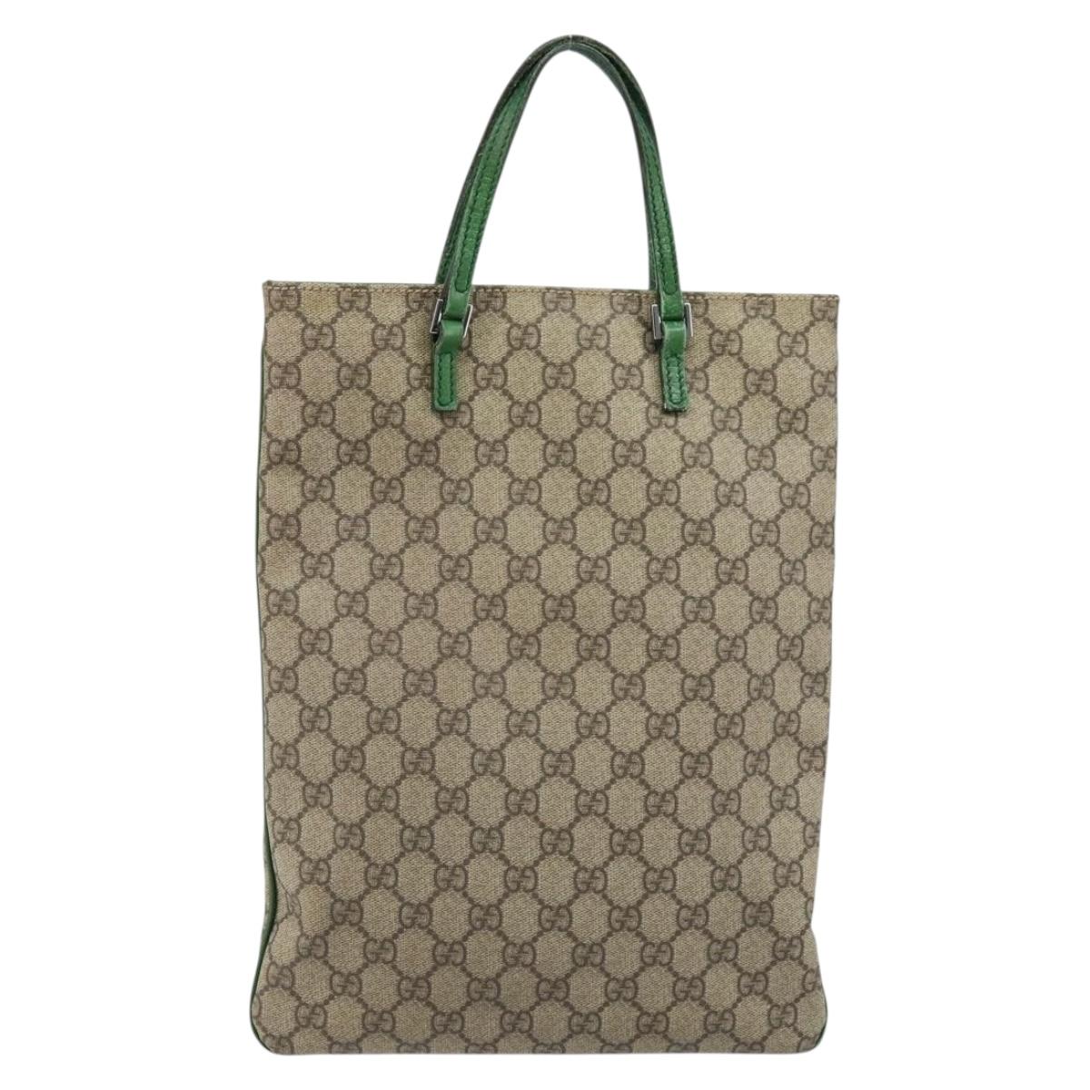 GUCCI GG Supreme Hand Bag PVC Beige Silver 117551 Auth ep13364