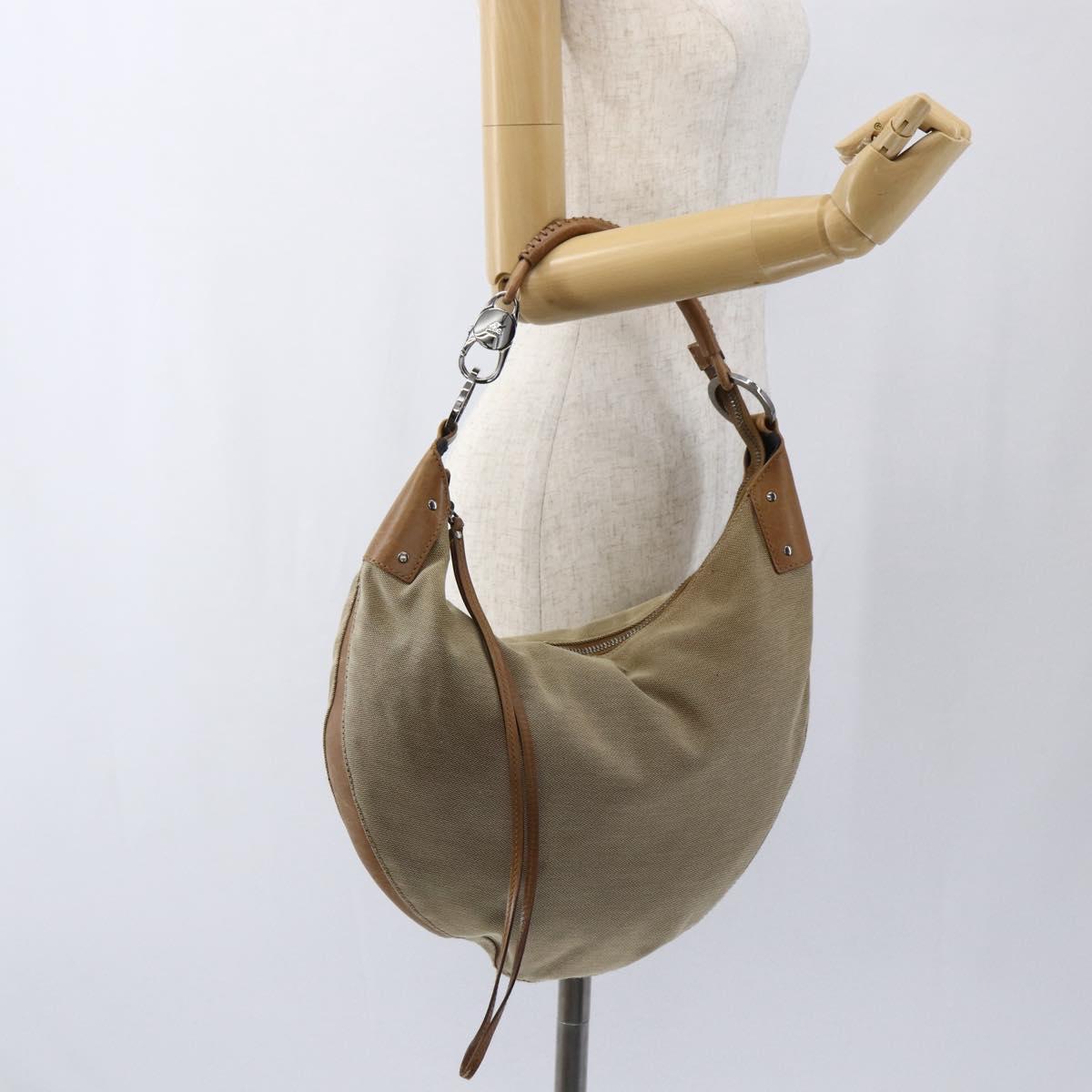 GUCCI Shoulder Bag Canvas Beige Silver 95726 Auth ep13367