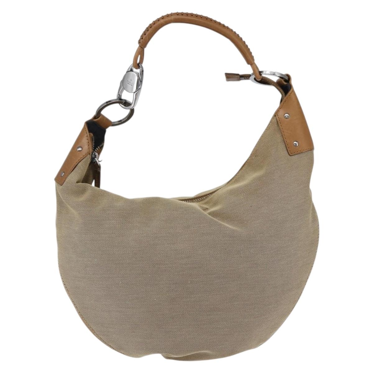 GUCCI Shoulder Bag Canvas Beige Silver 95726 Auth ep13367