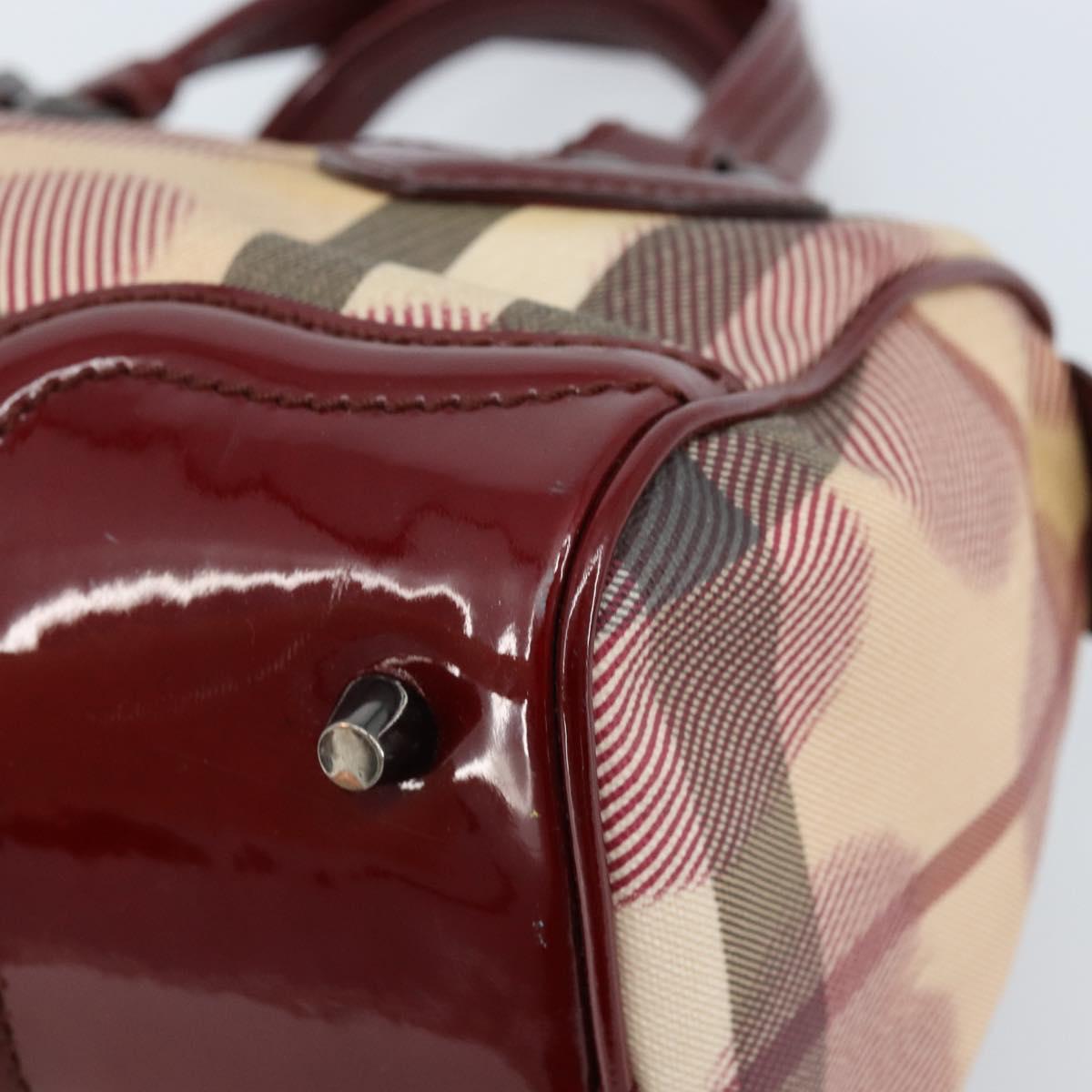 BURBERRY Nova Check Hand Bag PVC Beige Silver Auth ep13368A