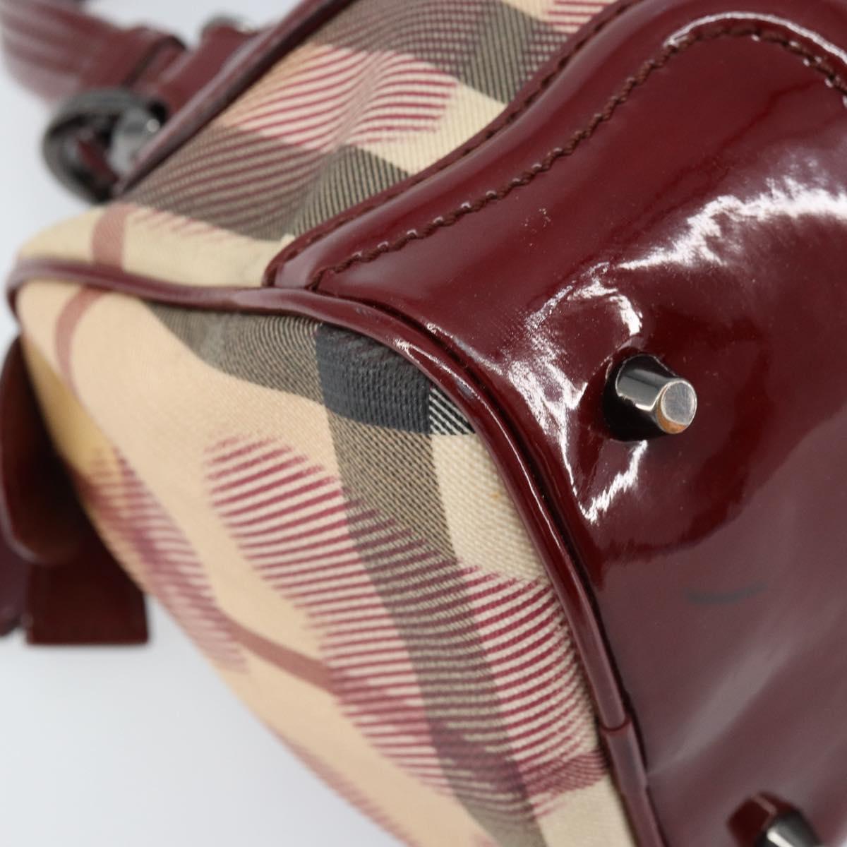 BURBERRY Nova Check Hand Bag PVC Beige Silver Auth ep13368A