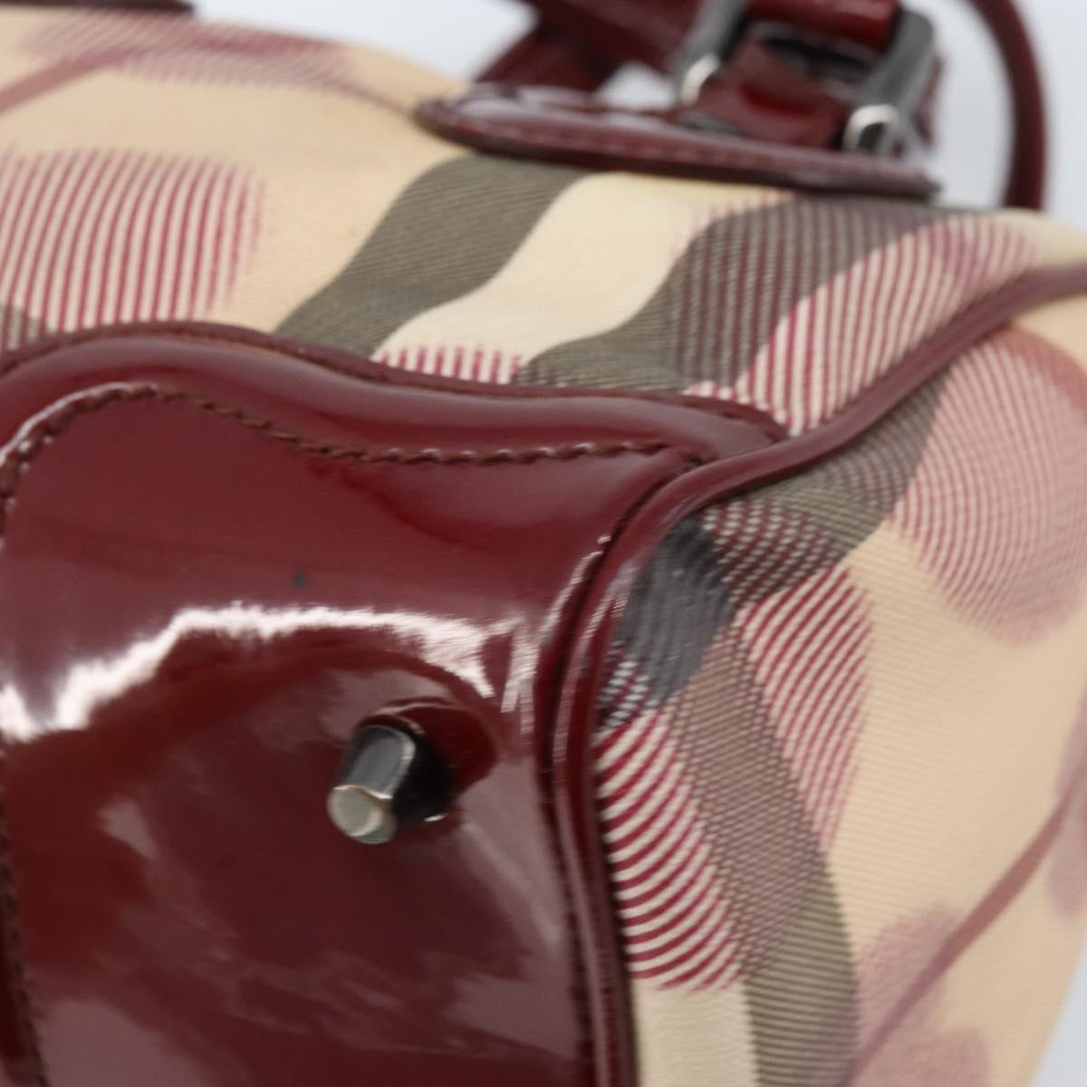 BURBERRY Nova Check Hand Bag PVC Beige Silver Auth ep13368A