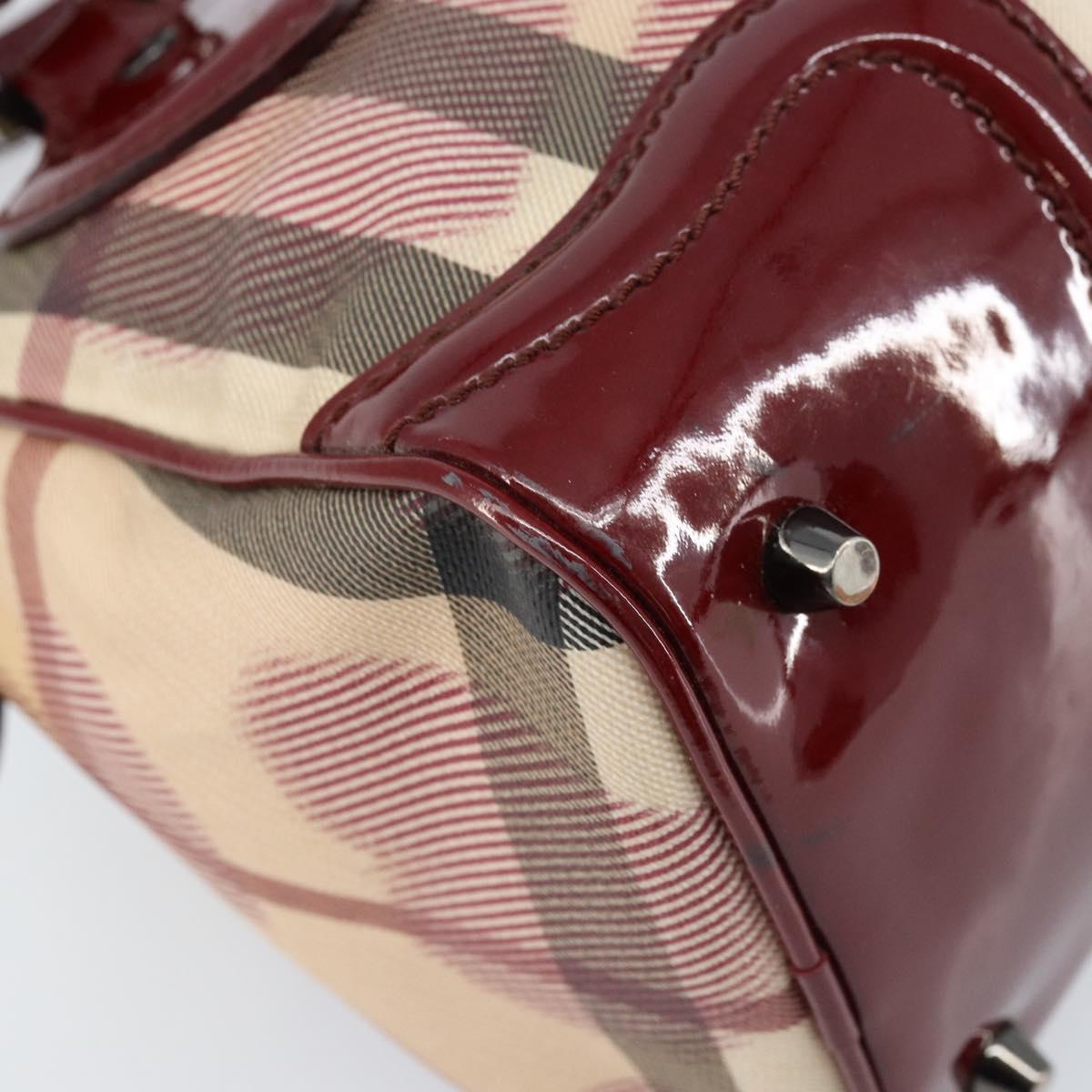 BURBERRY Nova Check Hand Bag PVC Beige Silver Auth ep13368A