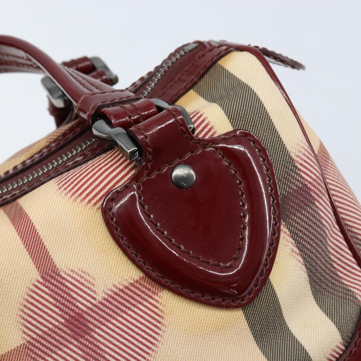 BURBERRY Nova Check Hand Bag PVC Beige Silver Auth ep13368A