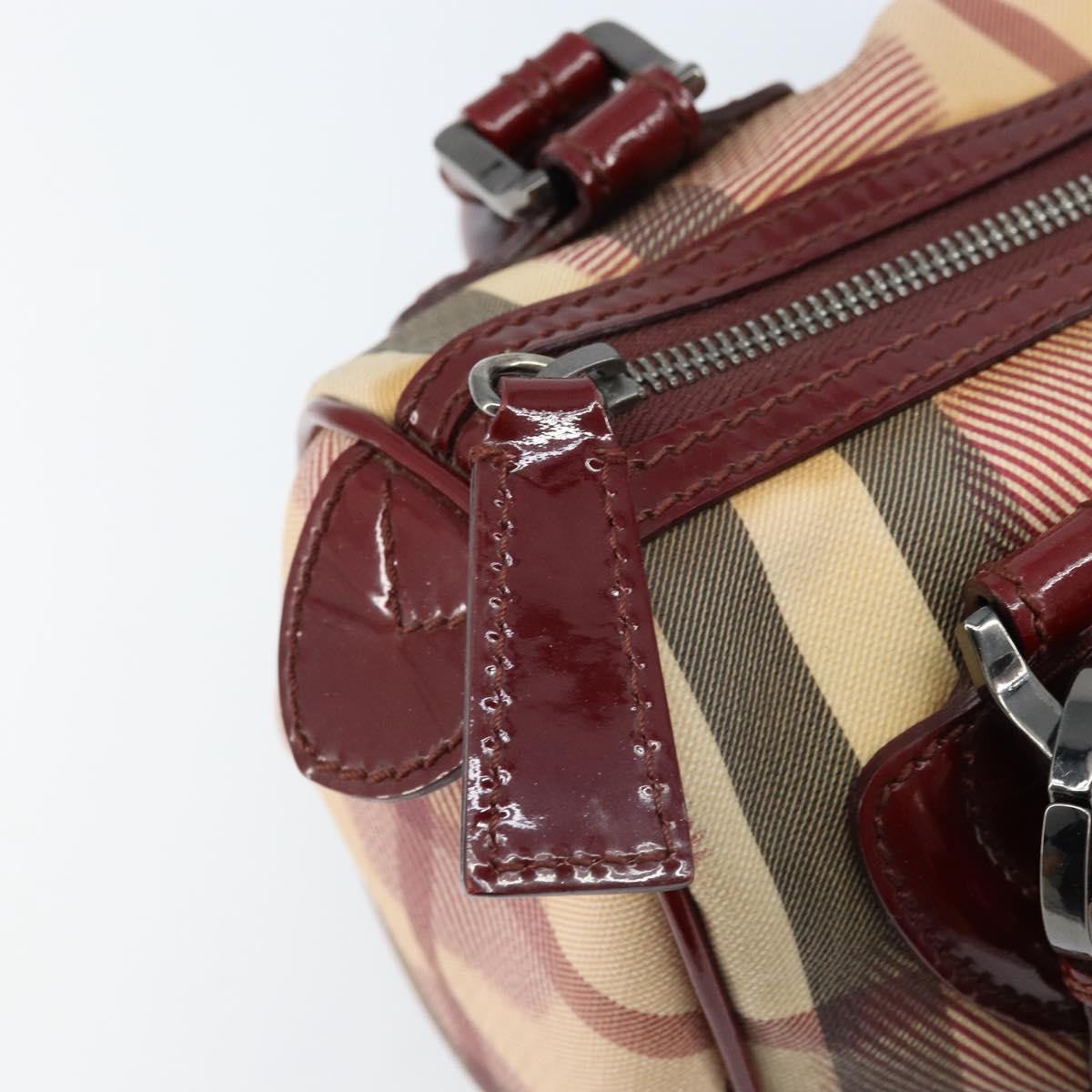 BURBERRY Nova Check Hand Bag PVC Beige Silver Auth ep13368A