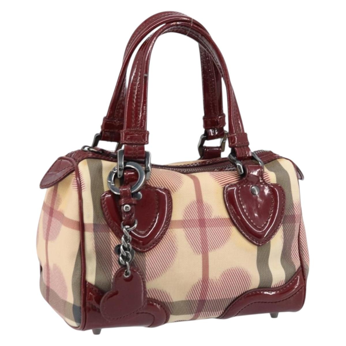 BURBERRY Nova Check Hand Bag PVC Beige Silver Auth ep13368A