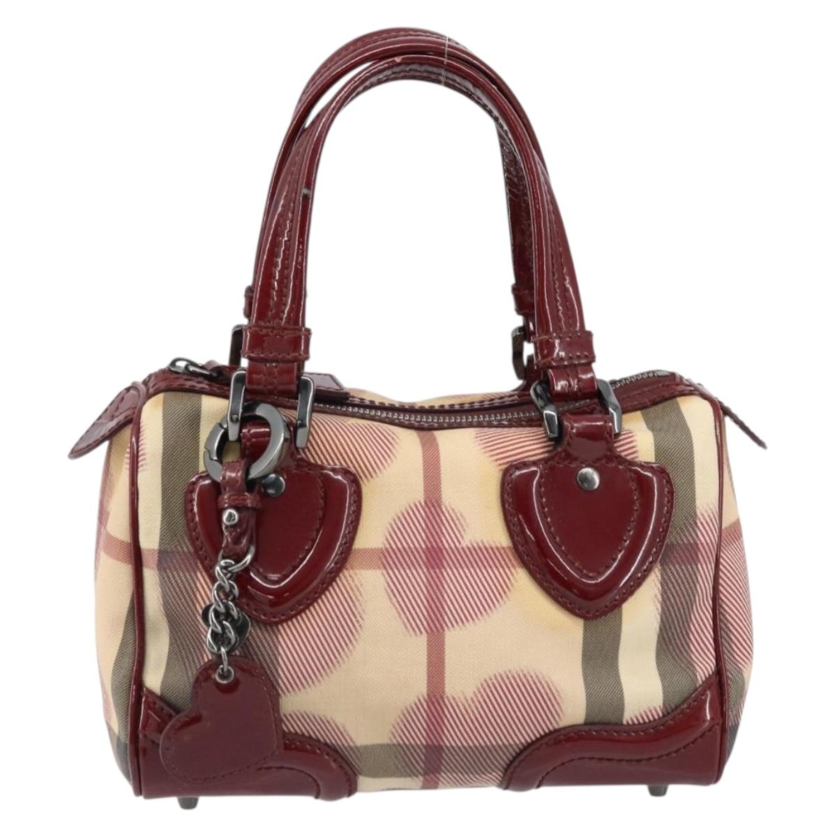 BURBERRY Nova Check Hand Bag PVC Beige Silver Auth ep13368A