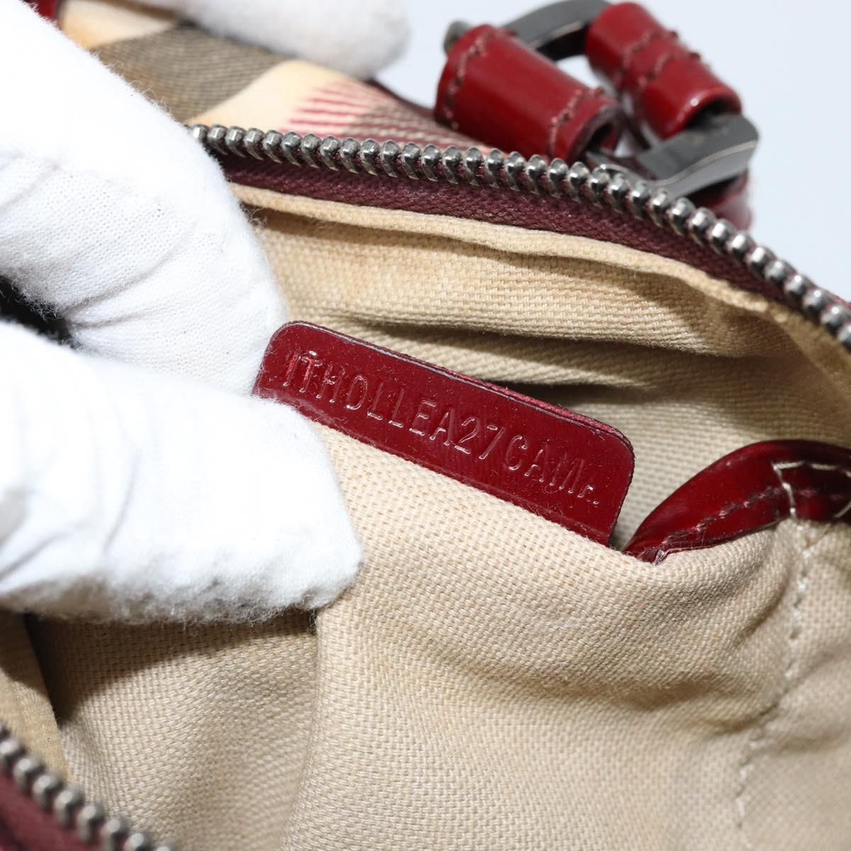 BURBERRY Nova Check Hand Bag PVC Beige Silver Auth ep13368A