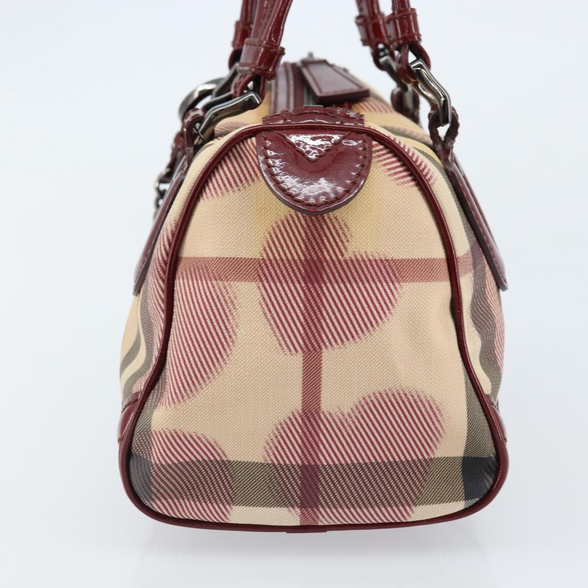 BURBERRY Nova Check Hand Bag PVC Beige Silver Auth ep13368A