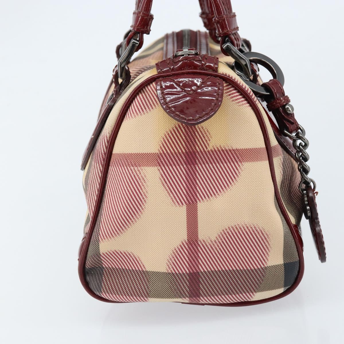 BURBERRY Nova Check Hand Bag PVC Beige Silver Auth ep13368A