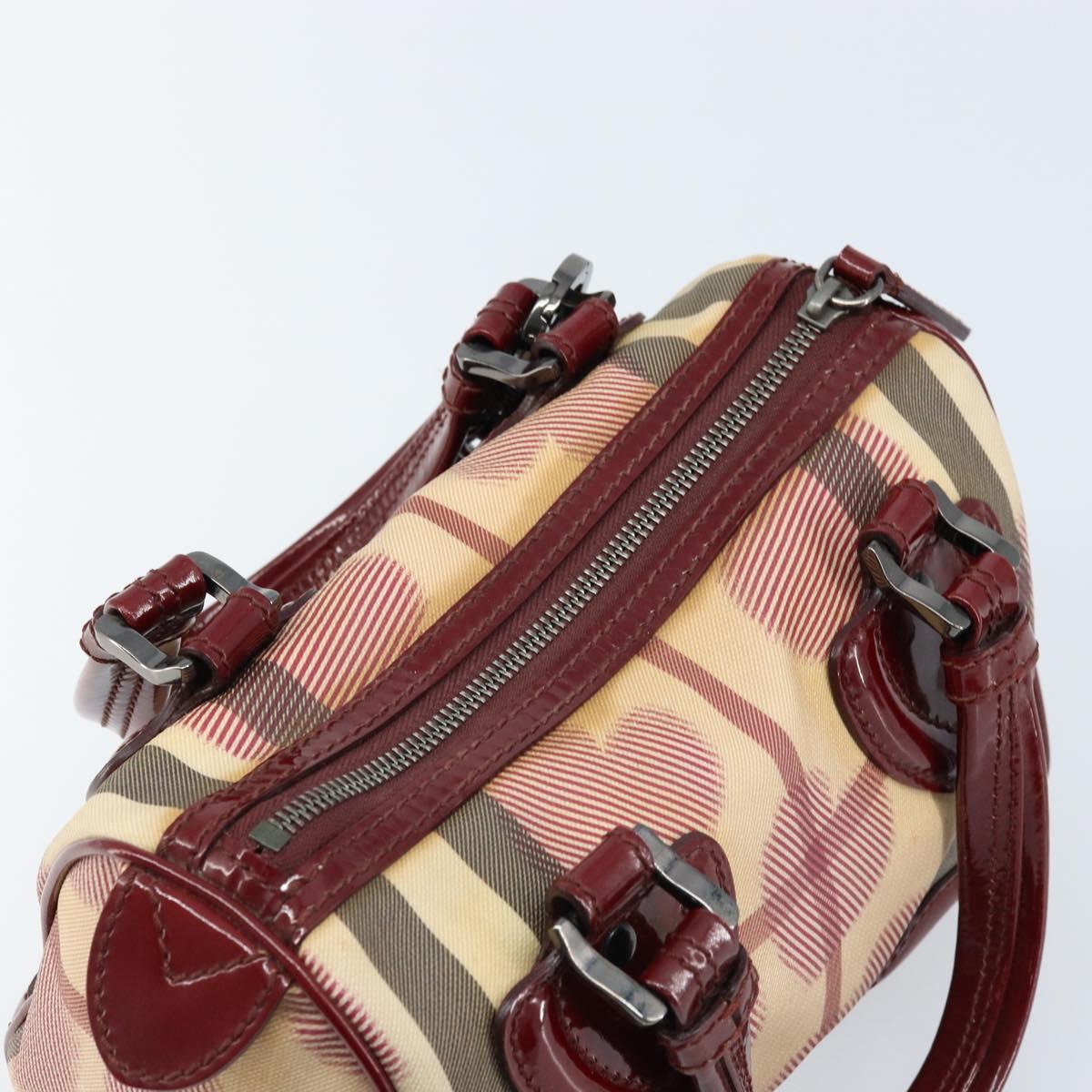 BURBERRY Nova Check Hand Bag PVC Beige Silver Auth ep13368A