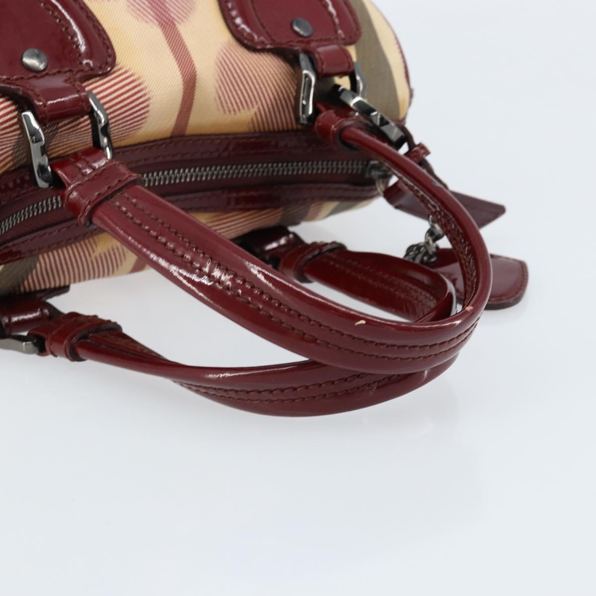 BURBERRY Nova Check Hand Bag PVC Beige Silver Auth ep13368A