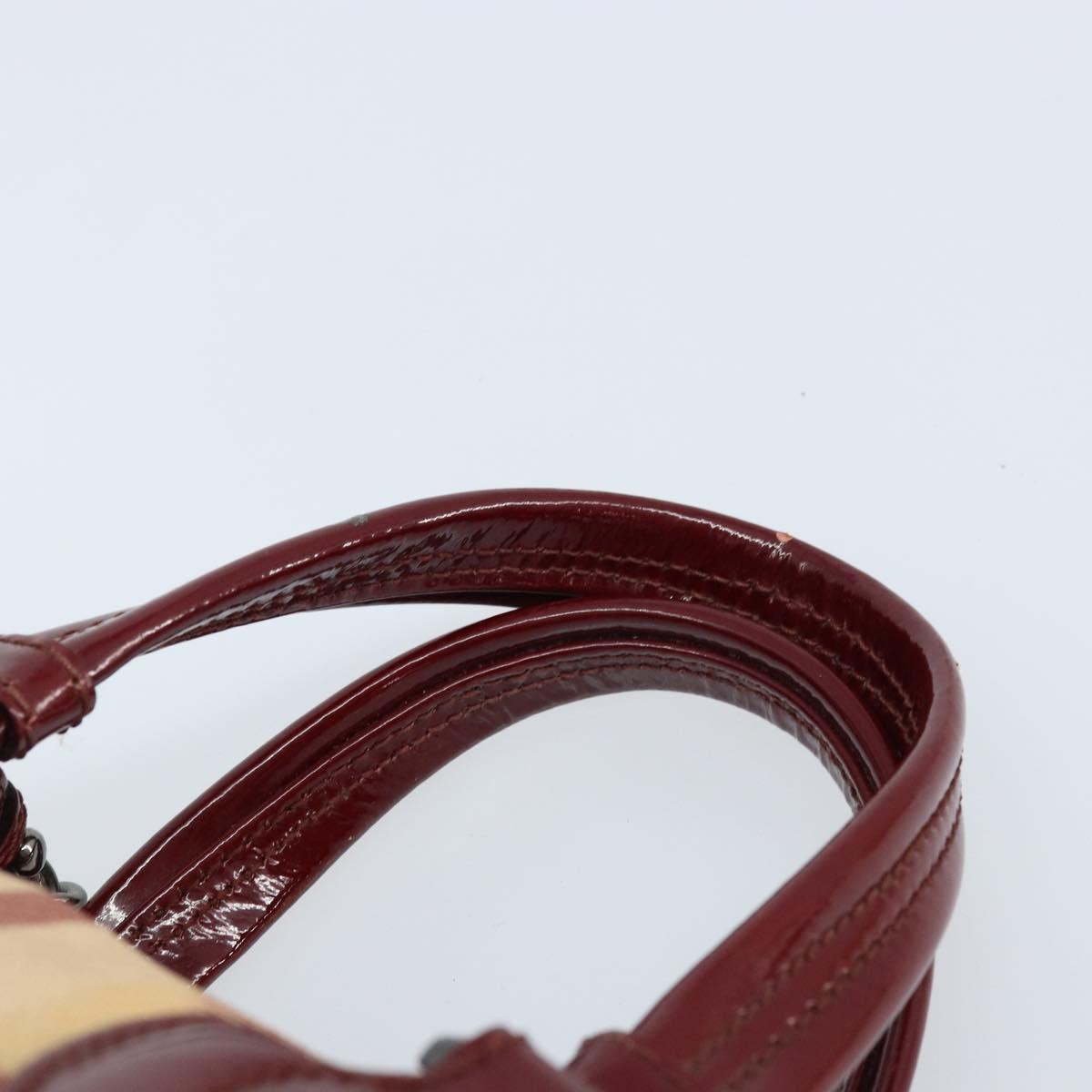 BURBERRY Nova Check Hand Bag PVC Beige Silver Auth ep13368A