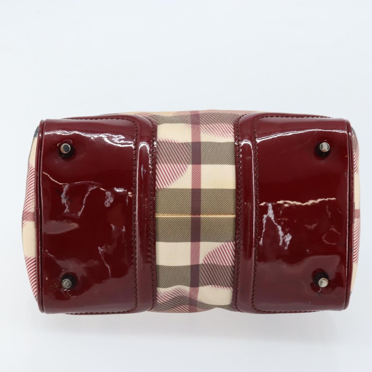 BURBERRY Nova Check Hand Bag PVC Beige Silver Auth ep13368A