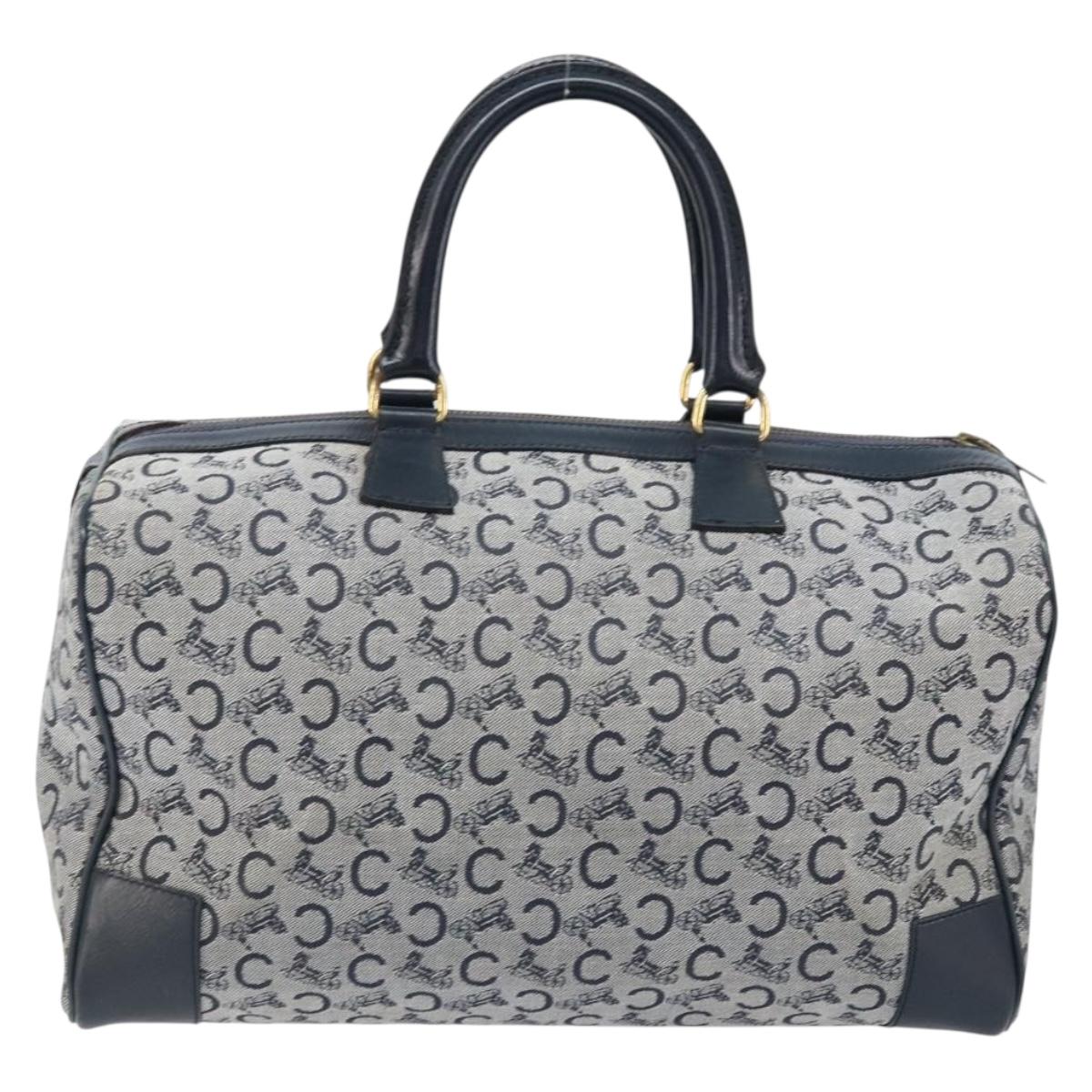 CELINE C Sulky Boston Bag Canvas Navy Gold Auth ep13370