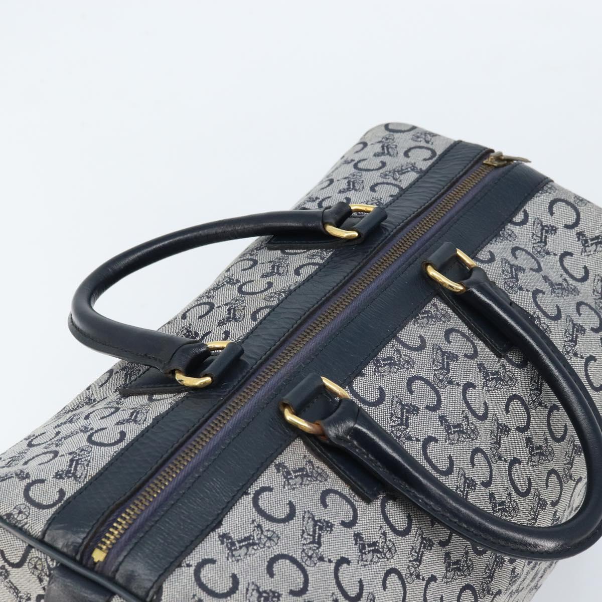 CELINE C Sulky Boston Bag Canvas Navy Gold Auth ep13370