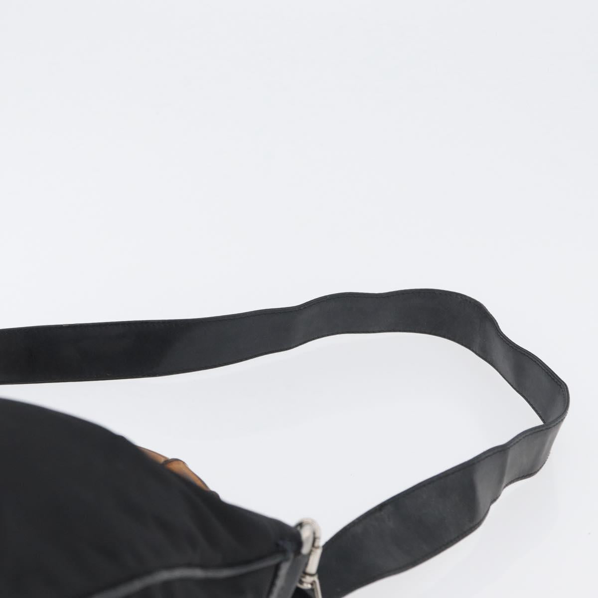 GUCCI Bamboo Hand Bag Nylon 2way Black Silver 001 1998 1577 Auth ep13375