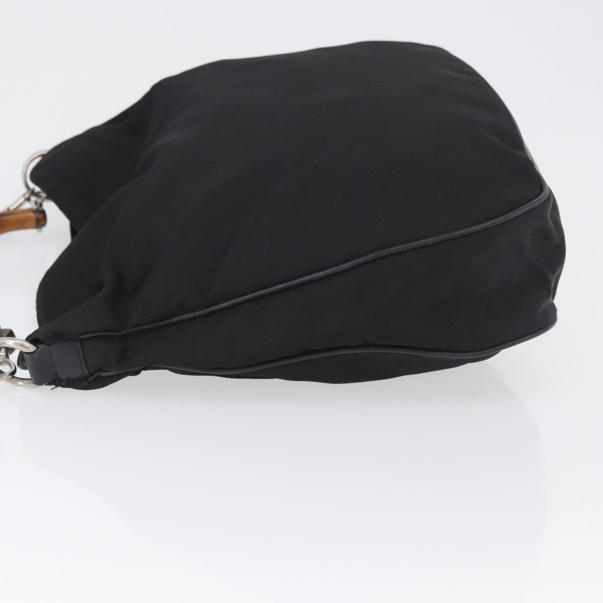 GUCCI Bamboo Hand Bag Nylon 2way Black Silver 001 1998 1577 Auth ep13375