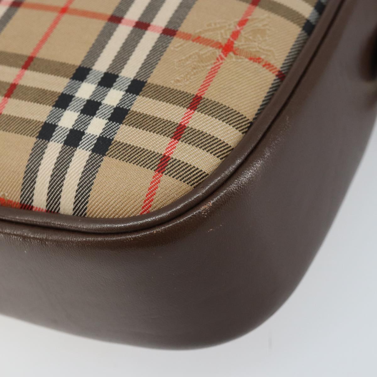 Burberrys Nova Check Shoulder Bag Canvas Beige Gold Auth ep13392