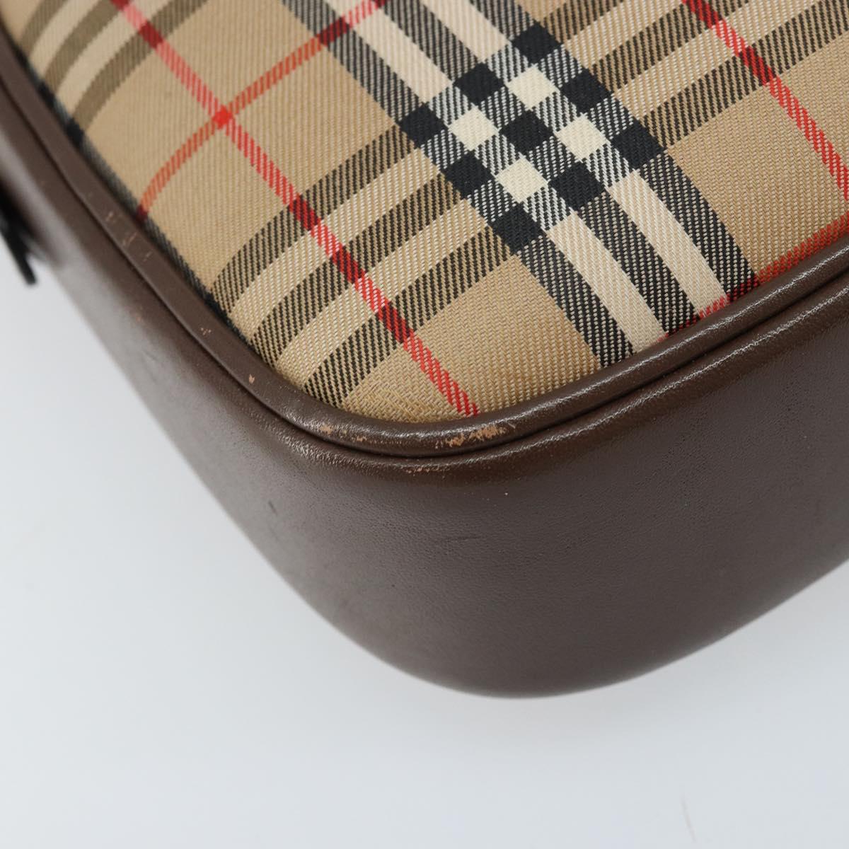 Burberrys Nova Check Shoulder Bag Canvas Beige Gold Auth ep13392