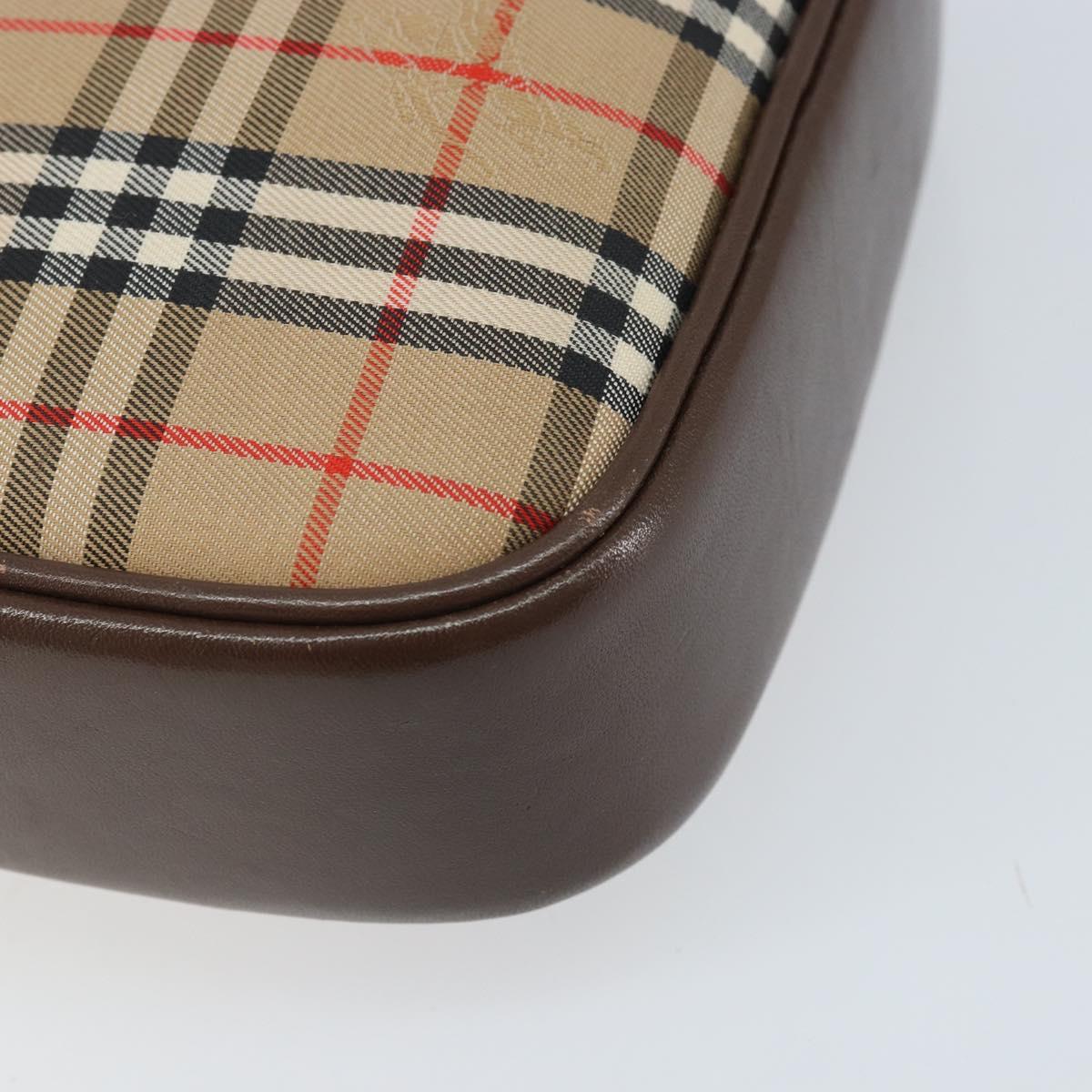 Burberrys Nova Check Shoulder Bag Canvas Beige Gold Auth ep13392