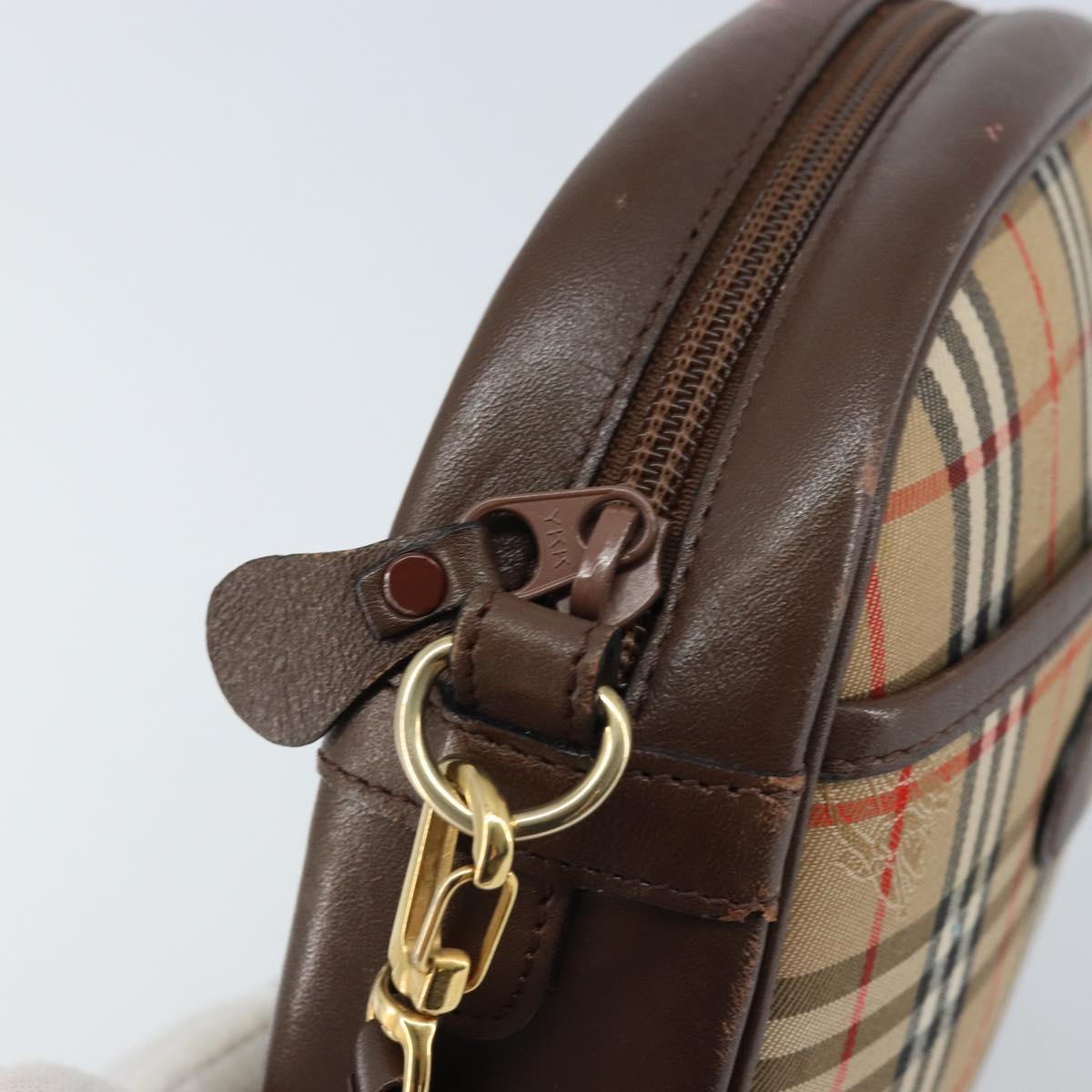 Burberrys Nova Check Shoulder Bag Canvas Beige Gold Auth ep13392