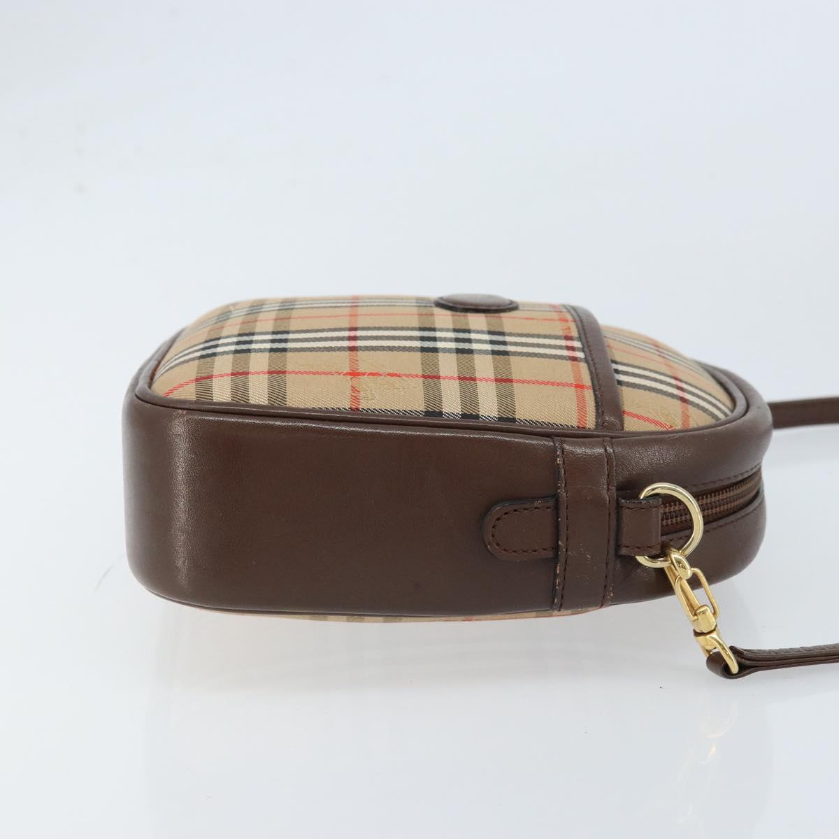 Burberrys Nova Check Shoulder Bag Canvas Beige Gold Auth ep13392