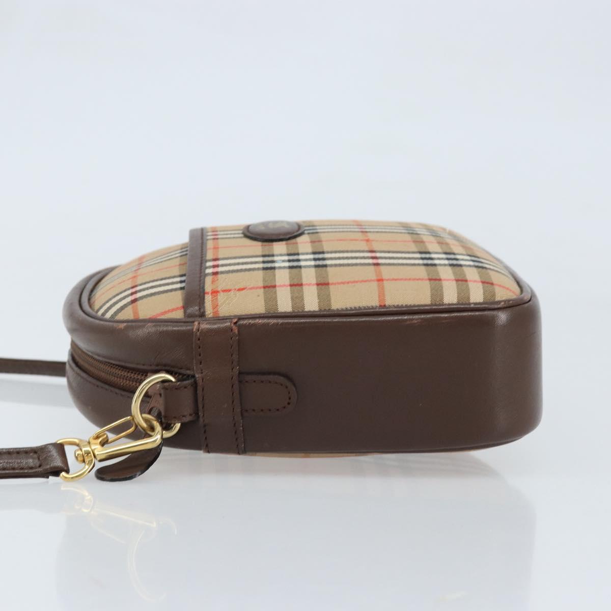 Burberrys Nova Check Shoulder Bag Canvas Beige Gold Auth ep13392