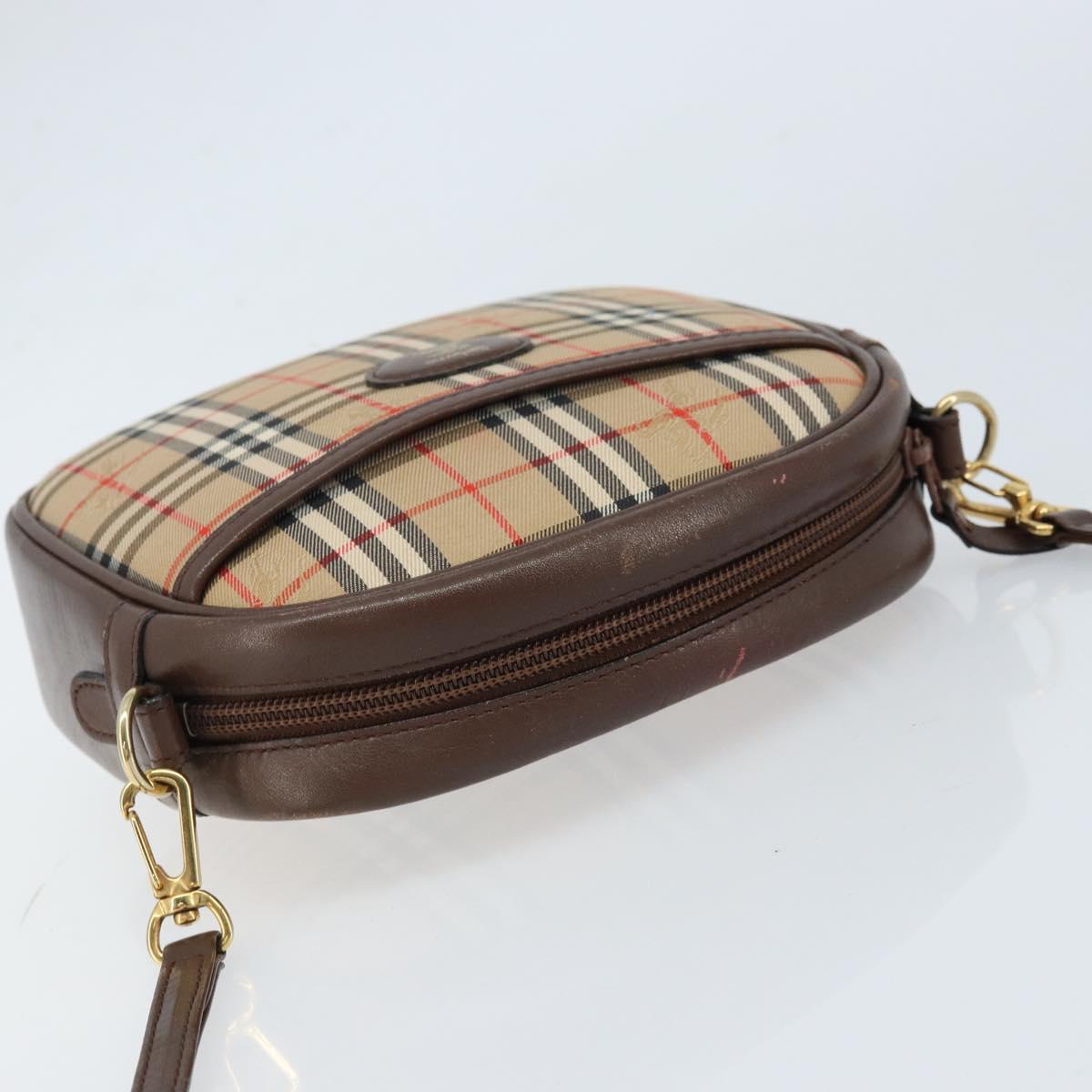 Burberrys Nova Check Shoulder Bag Canvas Beige Gold Auth ep13392