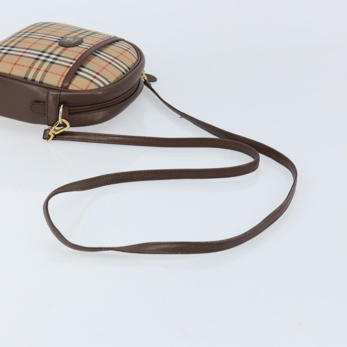 Burberrys Nova Check Shoulder Bag Canvas Beige Gold Auth ep13392