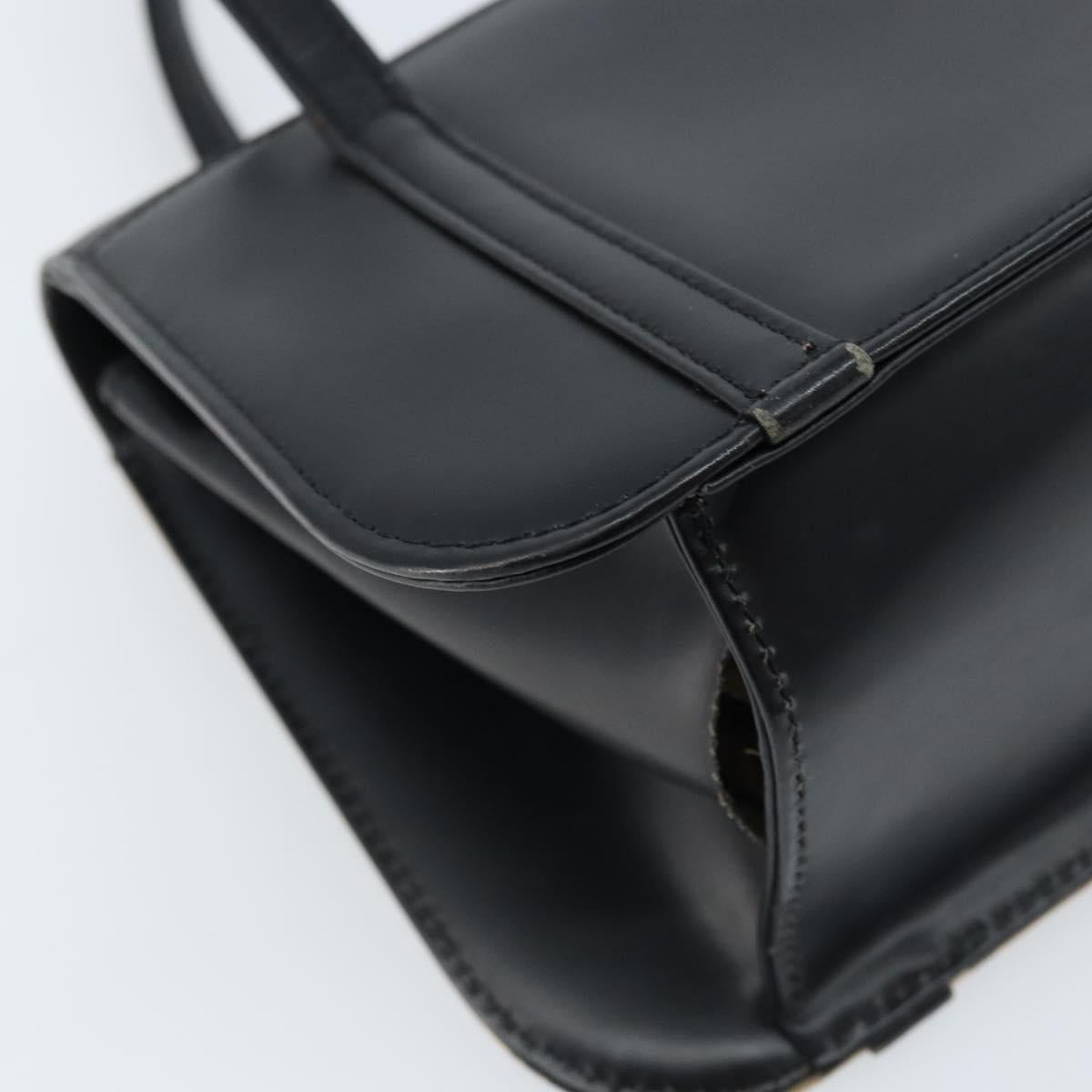 Burberrys Nova Check Hand Bag Leather Black Silver Auth ep13393