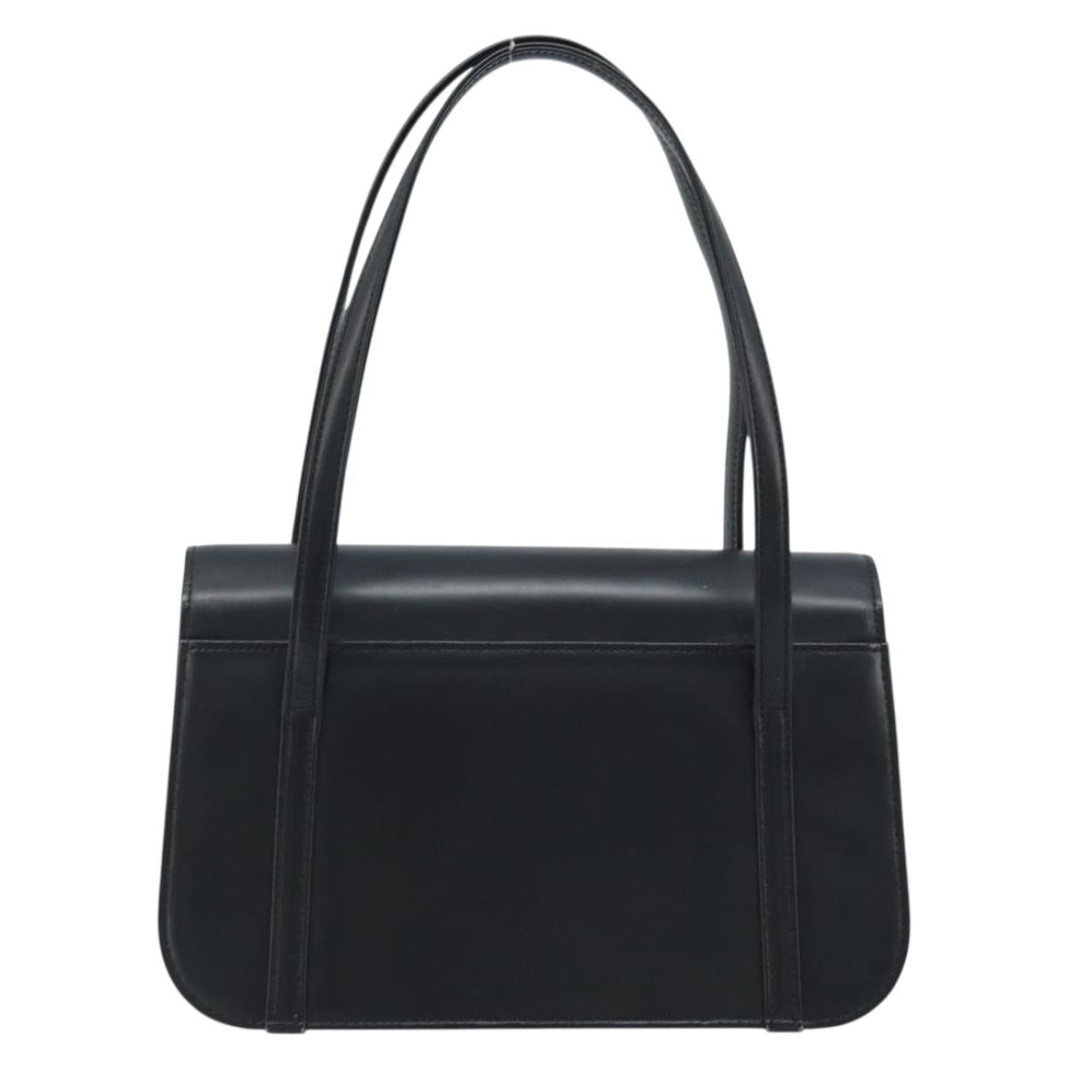 Burberrys Nova Check Hand Bag Leather Black Silver Auth ep13393