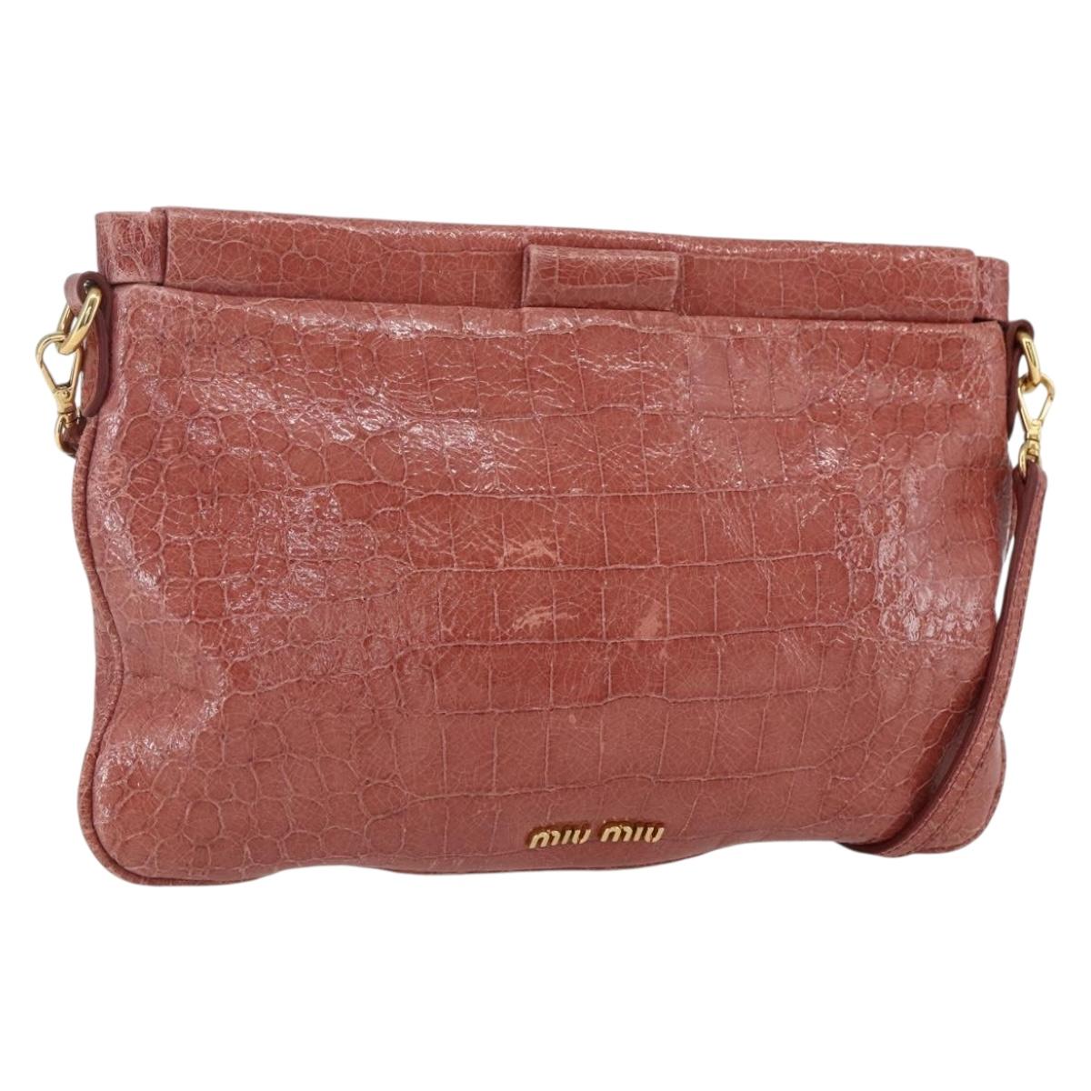 Miu Miu Shoulder Bag Leather Pink Gold Auth ep13395