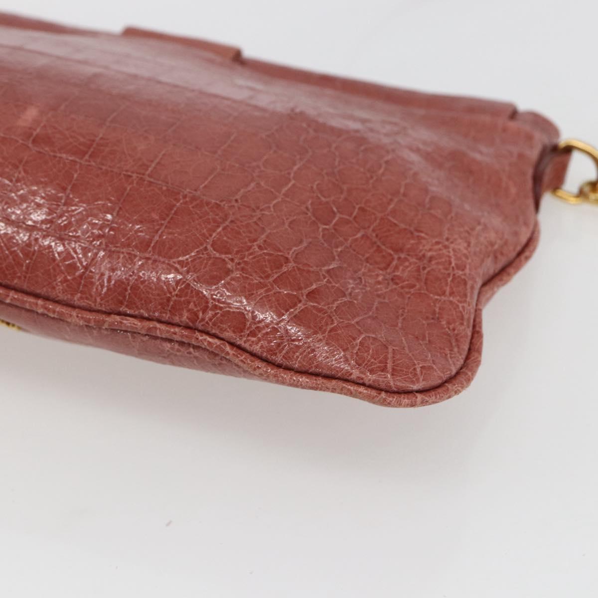 Miu Miu Shoulder Bag Leather Pink Gold Auth ep13395