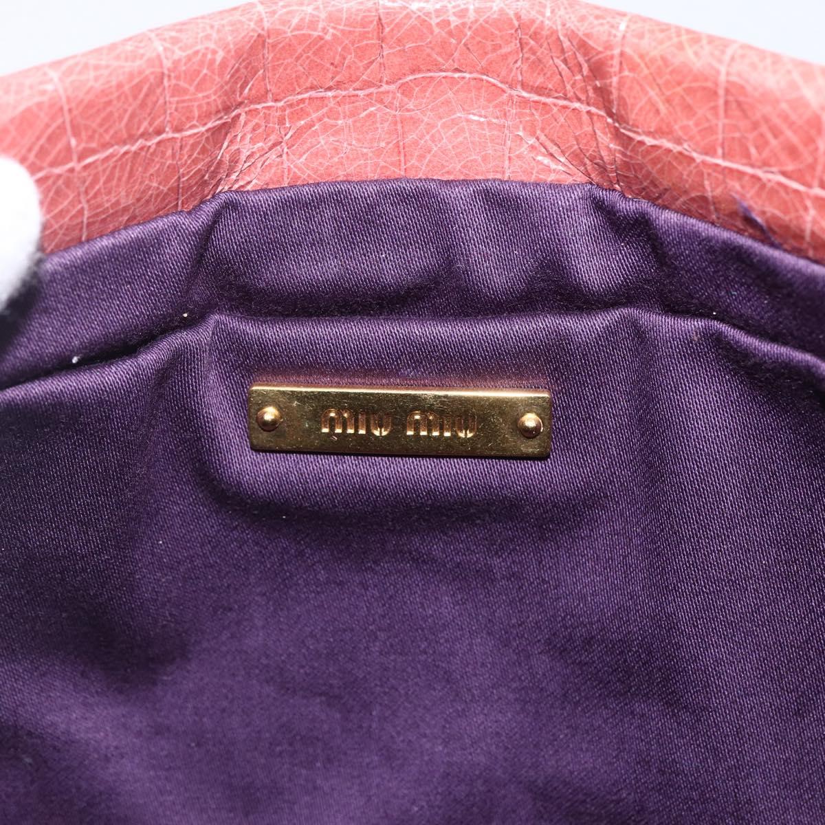 Miu Miu Shoulder Bag Leather Pink Gold Auth ep13395