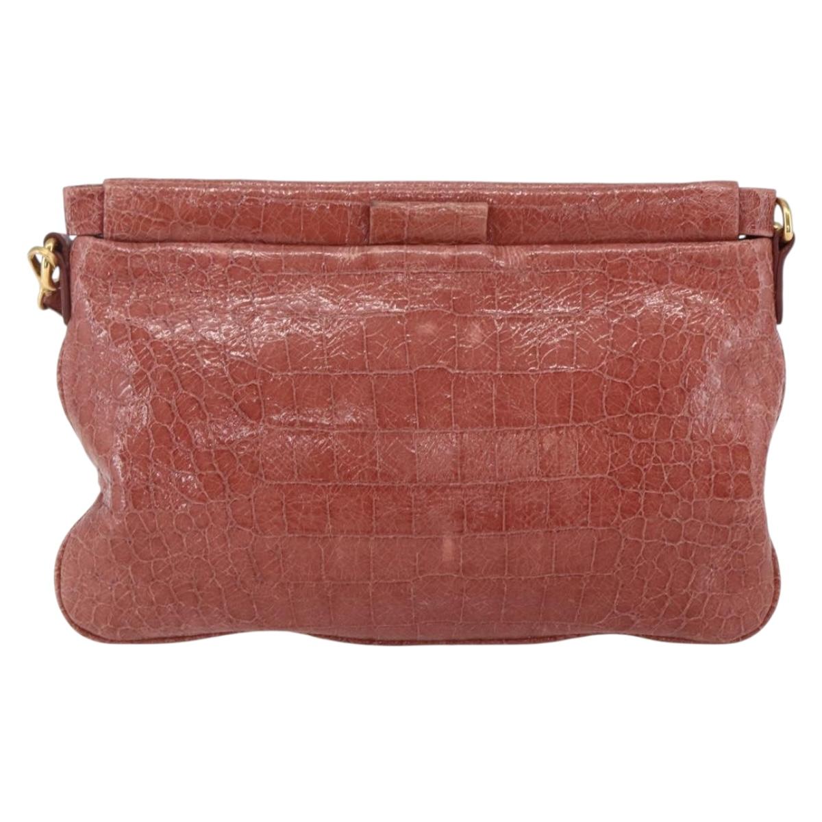 Miu Miu Shoulder Bag Leather Pink Gold Auth ep13395