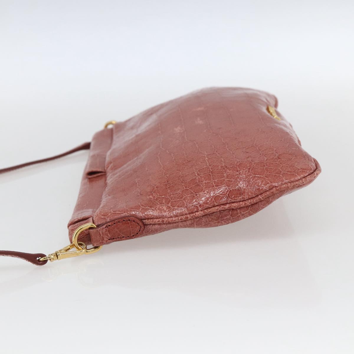 Miu Miu Shoulder Bag Leather Pink Gold Auth ep13395