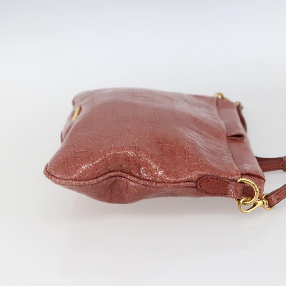 Miu Miu Shoulder Bag Leather Pink Gold Auth ep13395
