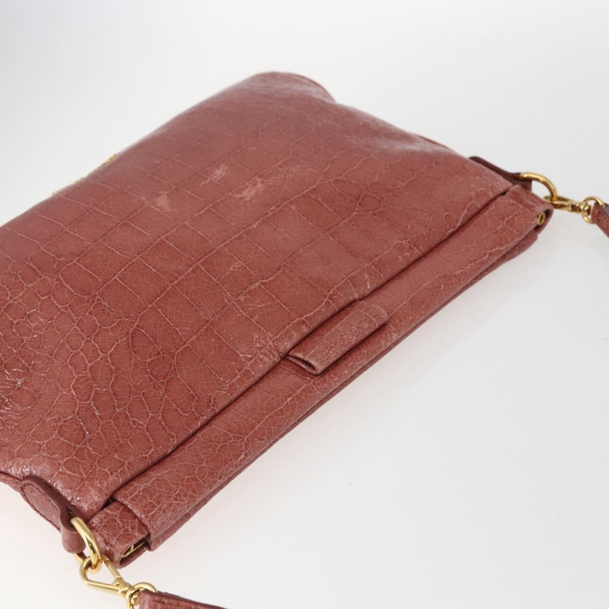 Miu Miu Shoulder Bag Leather Pink Gold Auth ep13395